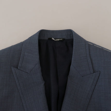 Dolce & Gabbana Blue Wool Stretch Slim Fit Jacket Blazer
