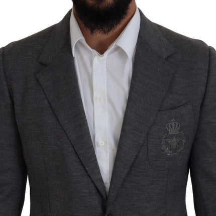 Dolce & Gabbana Gray Wool Stretch Slim Fit Jacket Blazer
