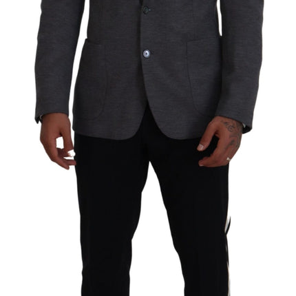 Dolce & Gabbana Gray Wool Stretch Slim Fit Jacket Blazer