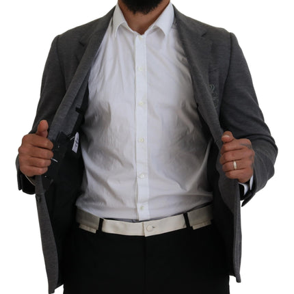 Dolce & Gabbana Gray Wool Stretch Slim Fit Jacket Blazer