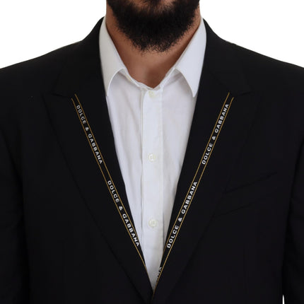 Dolce & Gabbana Black Wool Stretch Slim Fit Jacket Blazer