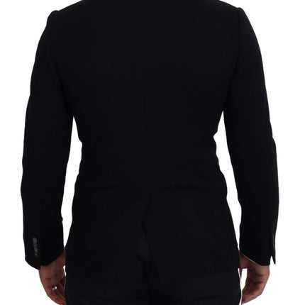 Dolce & Gabbana Black Wool Crown Slim Fit Jacket Blazer