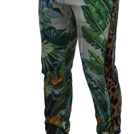 Dolce & Gabbana White Floral Printed Men Jogger Pants