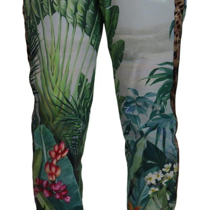 Dolce & Gabbana White Floral Printed Men Jogger Pants