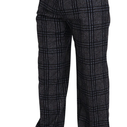 Dolce & Gabbana Gray Checkered Mid Waist Men Pants