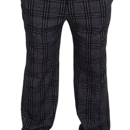 Dolce & Gabbana Gray Checkered Mid Waist Men Pants
