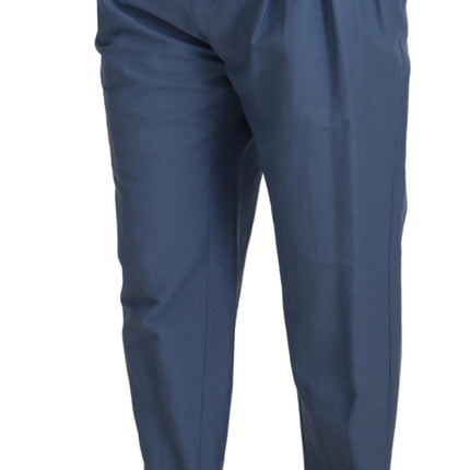 Dolce & Gabbana Blue Linen Chino Formal Pants
