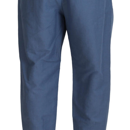 Dolce & Gabbana Blue Linen Chino Formal Pants