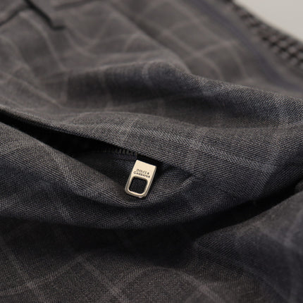 Dolce & Gabbana Grey Cotton Checkered Chino Pants