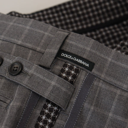 Dolce & Gabbana Grey Cotton Checkered Chino Pants