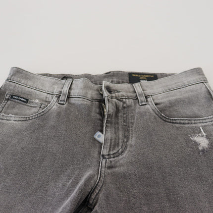 Dolce & Gabbana Grey Washed Cotton Skinny Denim Jeans