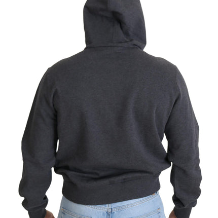 Dolce & Gabbana Gray Logo Cotton Hooded Sweatshirt Sweater