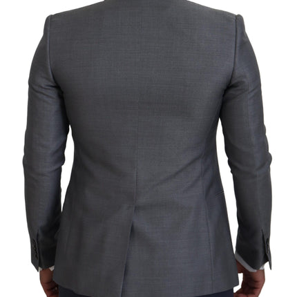Dolce & Gabbana Gray Wool Silk Slim Fit Jacket Blazer