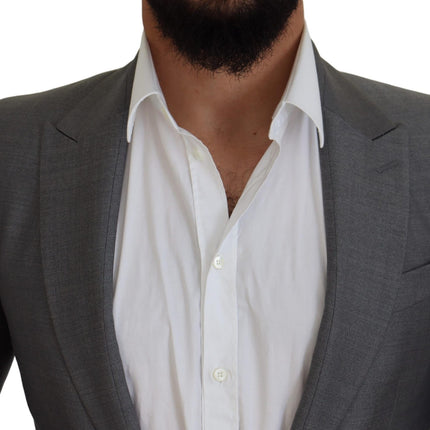 Dolce & Gabbana Gray Wool Silk Slim Fit Jacket Blazer