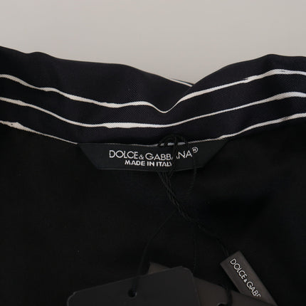 Dolce & Gabbana Blue Striped Silk Pajama Shirt Jacket