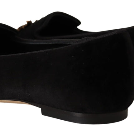 Dolce & Gabbana Black DG Sacred Heart Patch Slip On Flat Shoes
