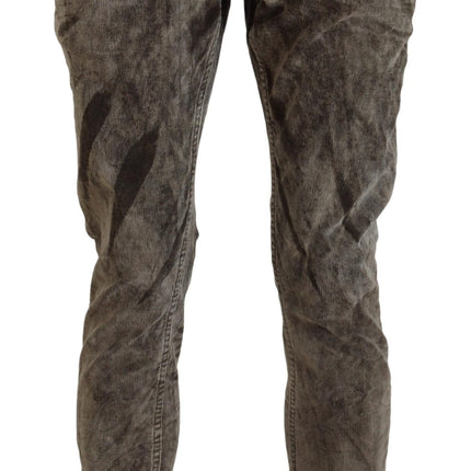 Acht Gray Washed Cotton Corduroy Slim Fit Men Jeans