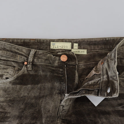 Acht Gray Washed Cotton Corduroy Slim Fit Men Jeans