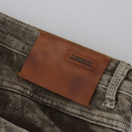 Acht Gray Washed Cotton Corduroy Slim Fit Men Jeans