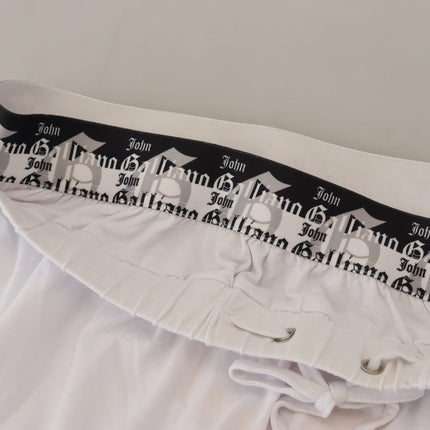 John Galliano White Cotton Logo Loose Men Pants