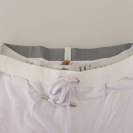 John Galliano White Cotton Logo Mens Jogger Pants