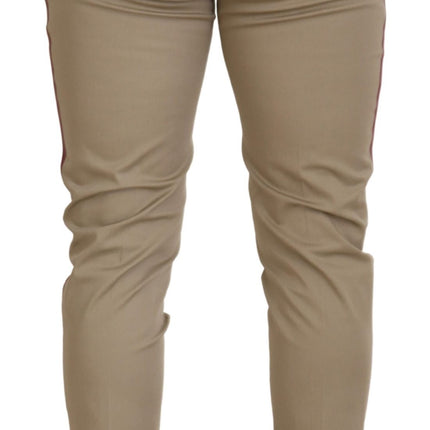 Dolce & Gabbana White Brown Slim Fit Chino Pants