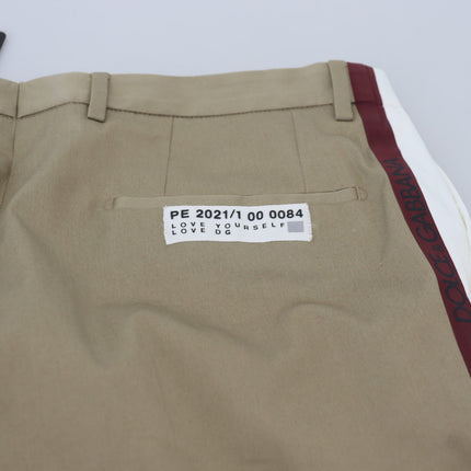 Dolce & Gabbana White Brown Slim Fit Chino Pants