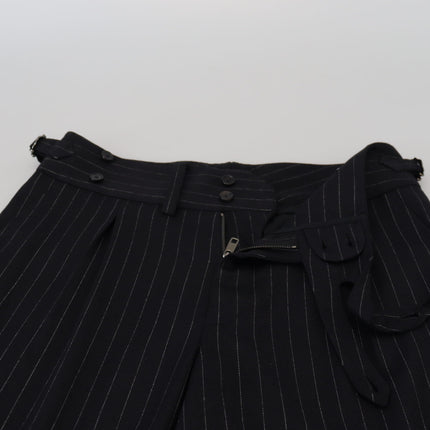 Dolce & Gabbana Black Wool Striped Chino Pants