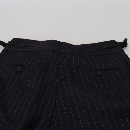 Dolce & Gabbana Black Wool Striped Chino Pants
