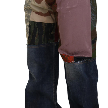 Dolce & Gabbana Multicolor Silk Patchwork Men Denim Jeans