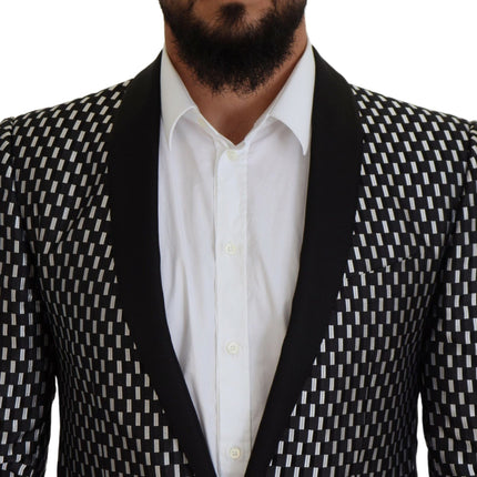 Dolce & Gabbana Black White Silk MARTINI Slim Fit Suit
