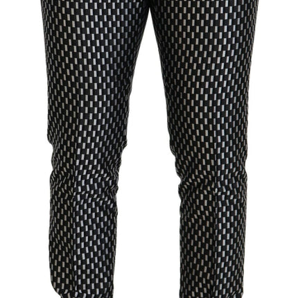 Dolce & Gabbana Black White Silk MARTINI Slim Fit Suit