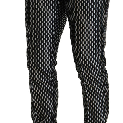 Dolce & Gabbana Black White Silk MARTINI Slim Fit Suit