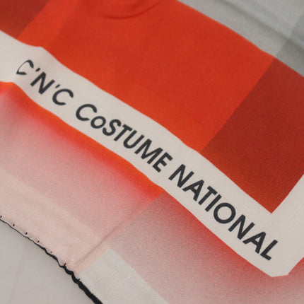 Costume National Gray Red Shawl Foulard Wrap Scarf
