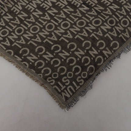 Costume National Gray Logo Knit Neck Wrap Shawl Scarf