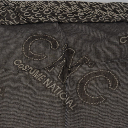 Costume National Gray Logo Knit Neck Wrap Shawl Scarf