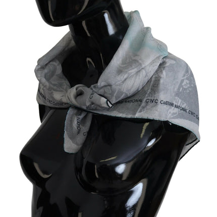 Costume National Gray Print Shawl Foulard Branded Scarf