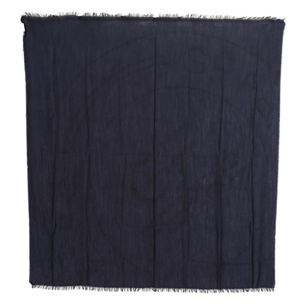 GF Ferre Dark Blue Wool Neck Wrap Shawl Fringes Scarf