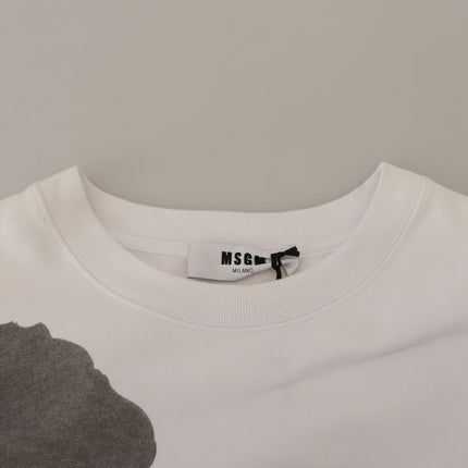 MSGM White Cotton Crewneck Pullover Sweatshirt Sweater