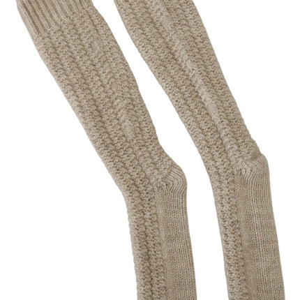 Dolce & Gabbana Beige Wool Knit Calf Long Women Socks