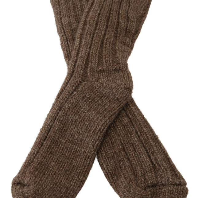 Dolce & Gabbana Brown Wool Knit Calf Long Women Socks