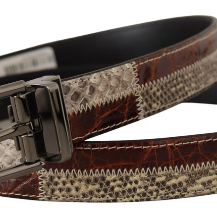 Dolce & Gabbana Multicolor Exotic Leather Patchwork Metal Belt