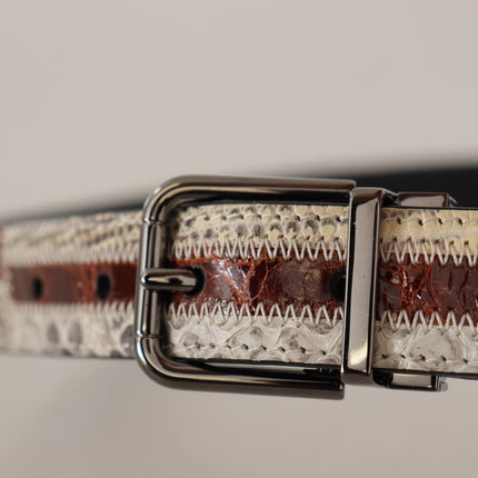 Dolce & Gabbana Multicolor Exotic Leather Patchwork Metal Belt