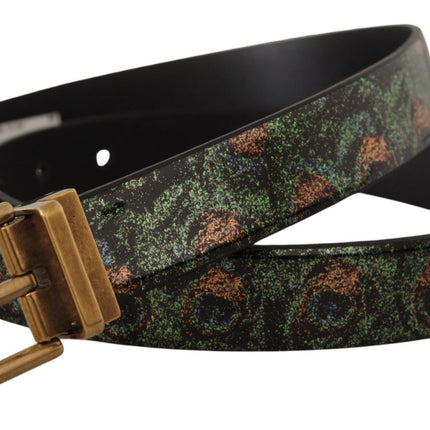 Dolce & Gabbana Multicolor Leather Vernice Pavone Bronze Metal Belt