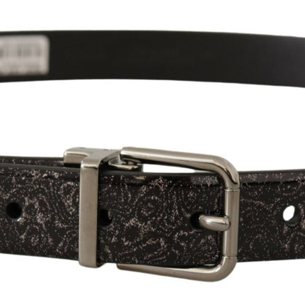 Dolce & Gabbana Black Goccia Glitter Patent Leather Buckle Vernice Belt