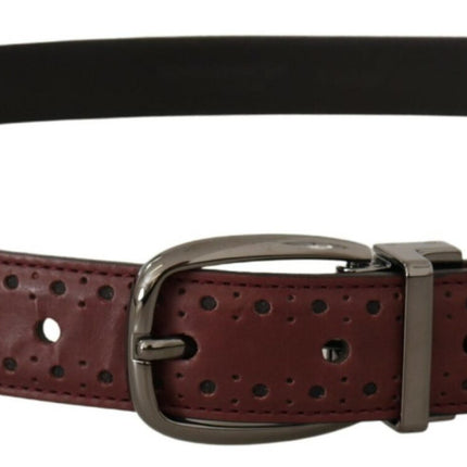 Dolce & Gabbana Brown Perforated Leather Metal Buckle Belt