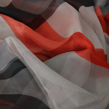 Costume National Gray Red Shawl Foulard Wrap  Scarf
