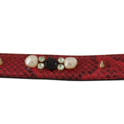 Dolce & Gabbana Red Exotic Leather Crystals Bag Shoulder Strap