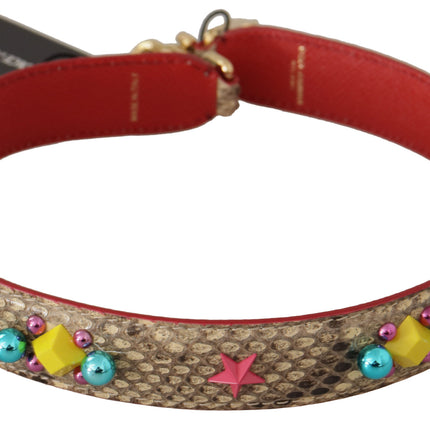 Dolce & Gabbana Beige Python Leather Crystals Shoulder Strap