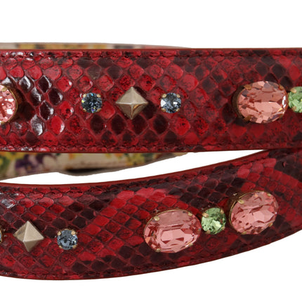 Dolce & Gabbana Red Exotic Leather Crystals Reversible Shoulder Strap